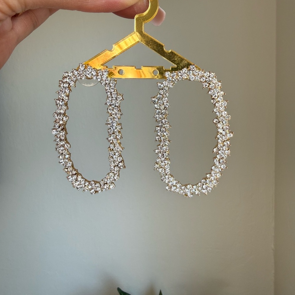NWOT Sparkling Crystal Hoop Earrings - Clear Stones